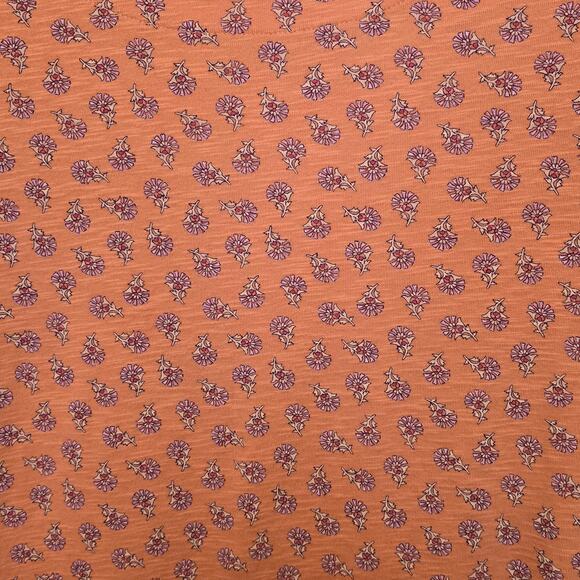 J Jill Tee Womens Size 2X Orange Floral Print 100% Pima Slub Elbow Length Sleeve - Picture 6 of 9